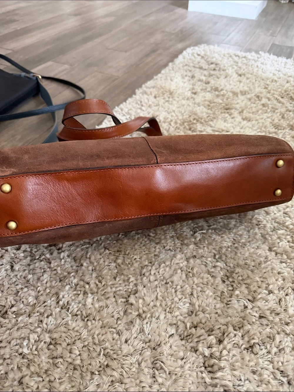 Patricia Nash Brown Suede Studded Shoulder Bag
